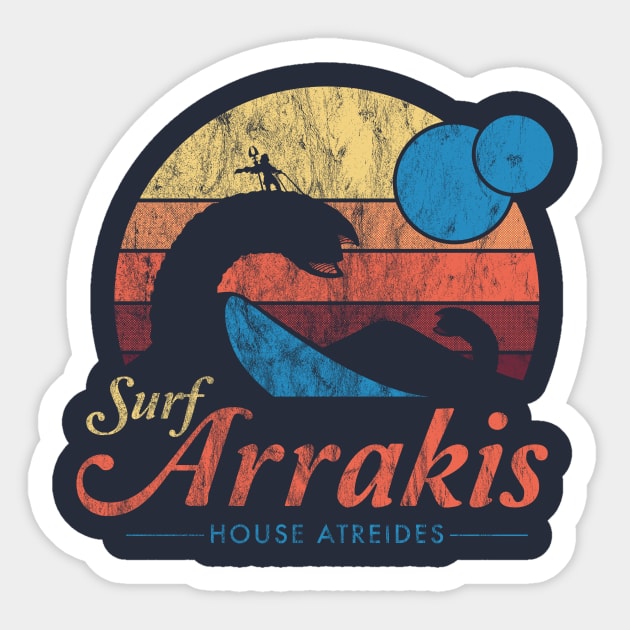 Visit Arrakis - Vintage Distressed Surf - Dune - Sci Fi Sticker by Nemons